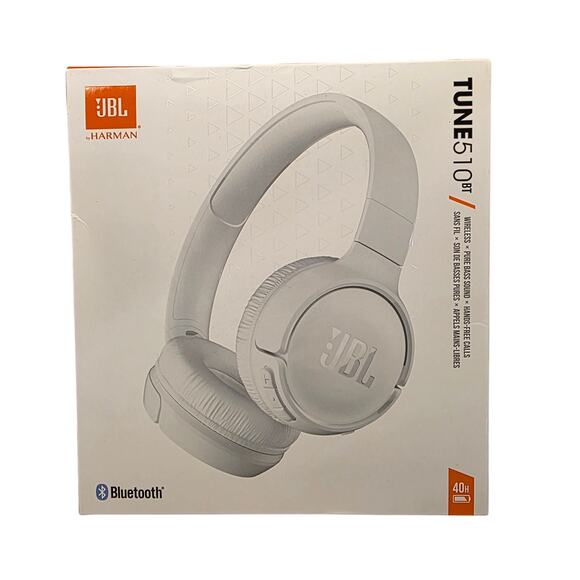 NEW JBL Tune 510BT Wireless Bluetooth On-Ear Headphones – White – 40H Battery - Picture 1 of 4